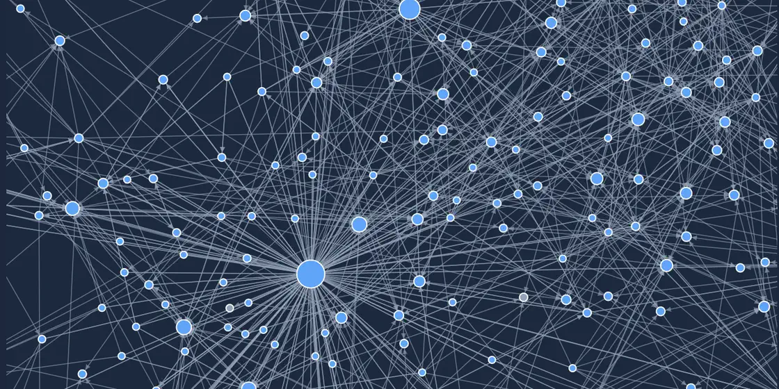 The CJEU citation network as a force-directed graph in GreyCat — judgments linked by who cites whom