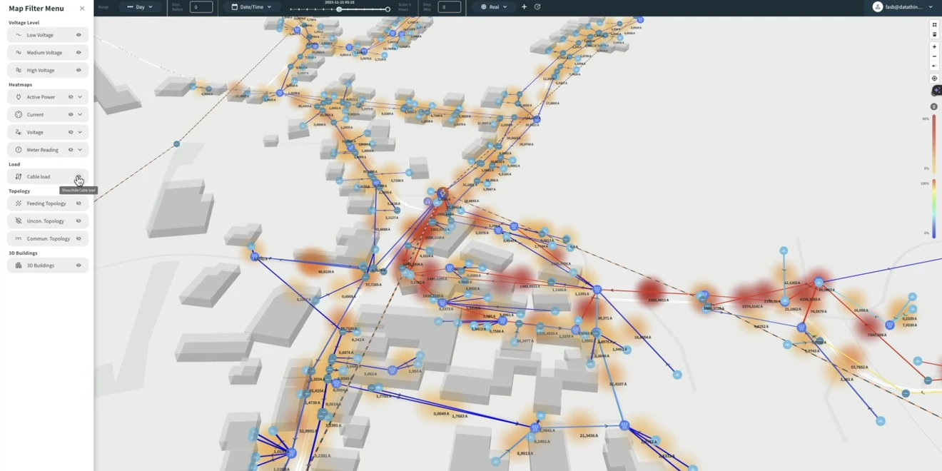 A digital twin in GreyCat: an asset network mapped over its real-world geography